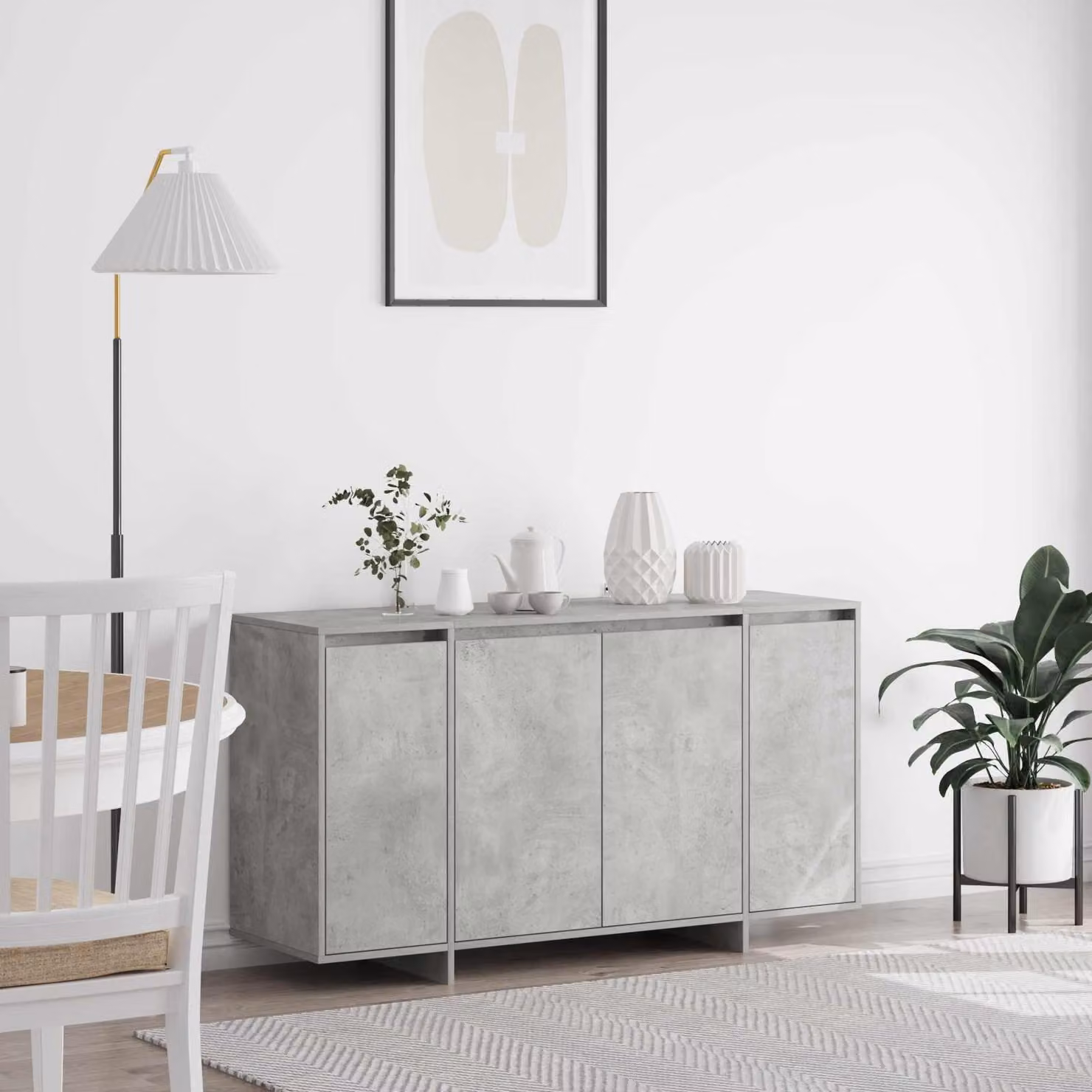 Credenza vidaXL in legno ingegnerizzato grigio, stile minimalista, L 135 x P 41 x H 75 cm