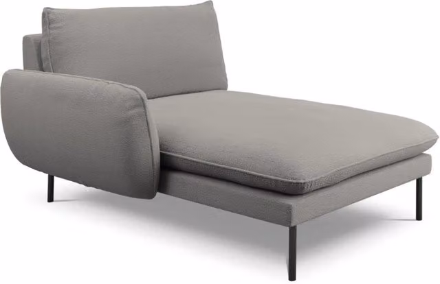 Chaise longue sinistra Vienna di Cosmopolitan Design in bouclé grigio L: 130 cm, P: 95 cm, H: 95 cm – 1