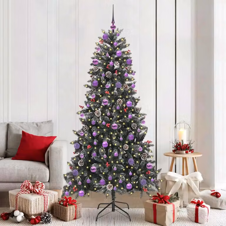 Albero di Natale artificiale moderno vidaXL verde con 300 LED luce bianca calda