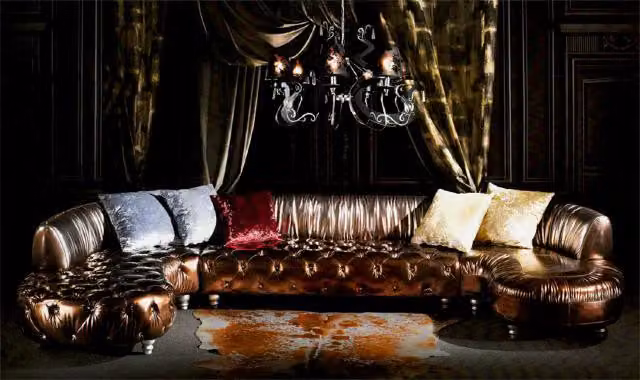 VIP Gold Designer Chesterfield Couch U-Form Wohnlandschaft Polster Ecksofa