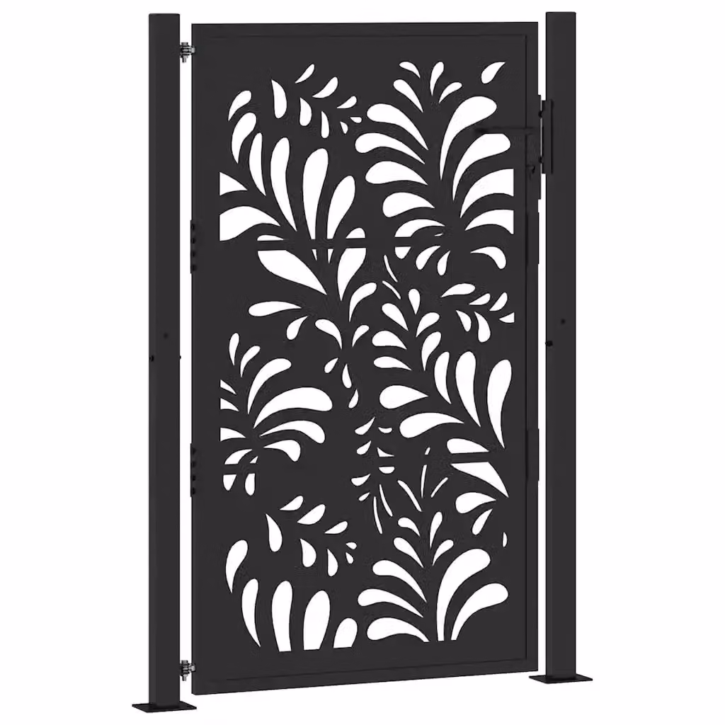 Cancello singolo da giardino vidaXL in acciaio nero con design ondulato L: 110 cm, H: 155 cm – 2