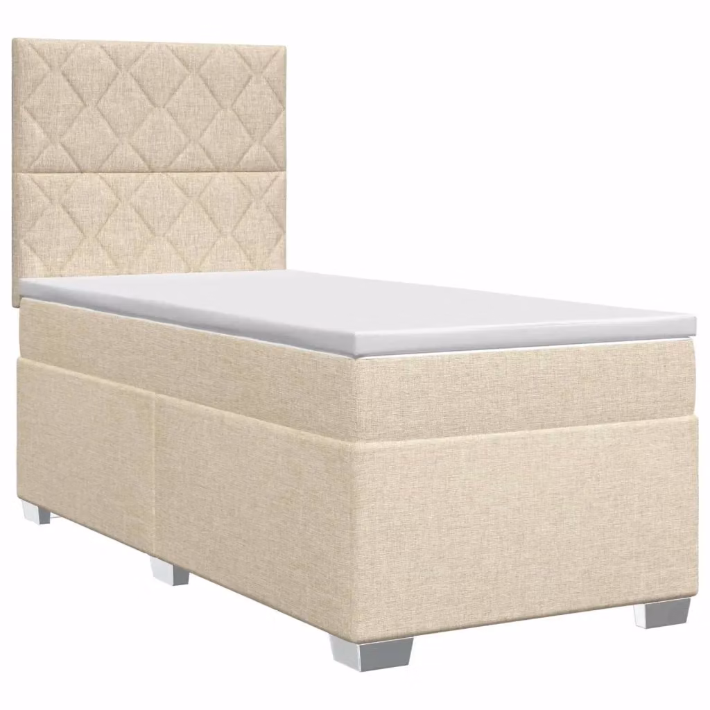 Letto box spring con materasso ibrido vidaXL in tessuto beige e bianco L/P: 100 x 200 cm – 2