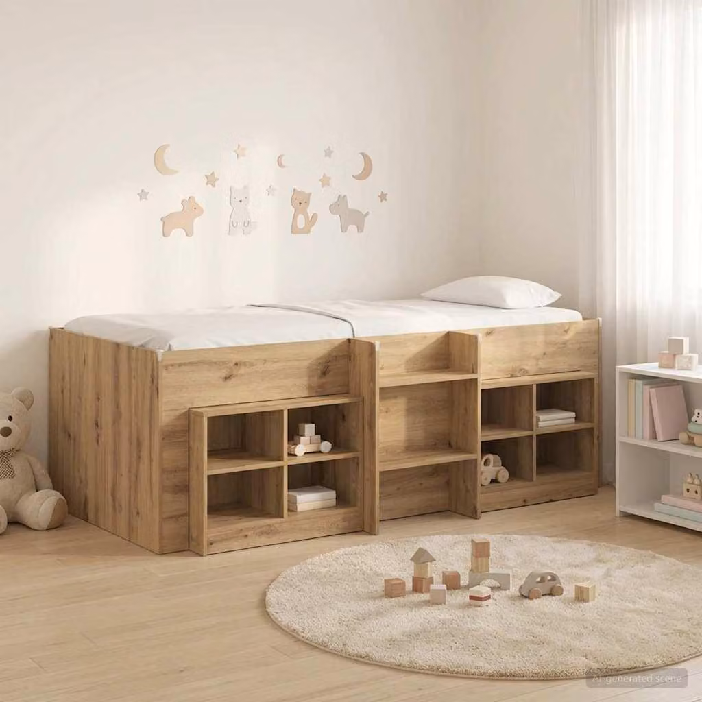 Maison Exclusive - Struttura letto a soppalco con armadio, realizzata in legno impiallacciato effetto "Artisan Oak" (3 pezzi)