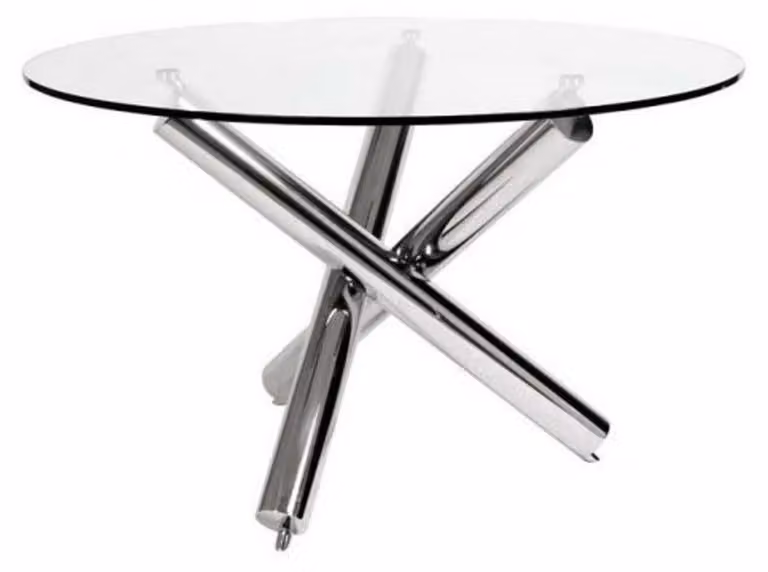 Tavolo da pranzo "Casa Padrino", design dimensioni 120 x 75 cm, realizzato in acciaio inossidabile lucido e vetro