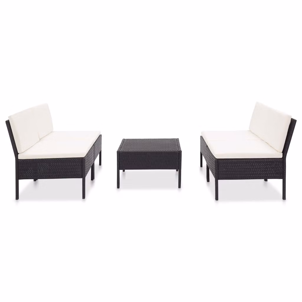 vidaXL Set di divani da giardino 5 pezzi con cuscini in poly rattan nero
