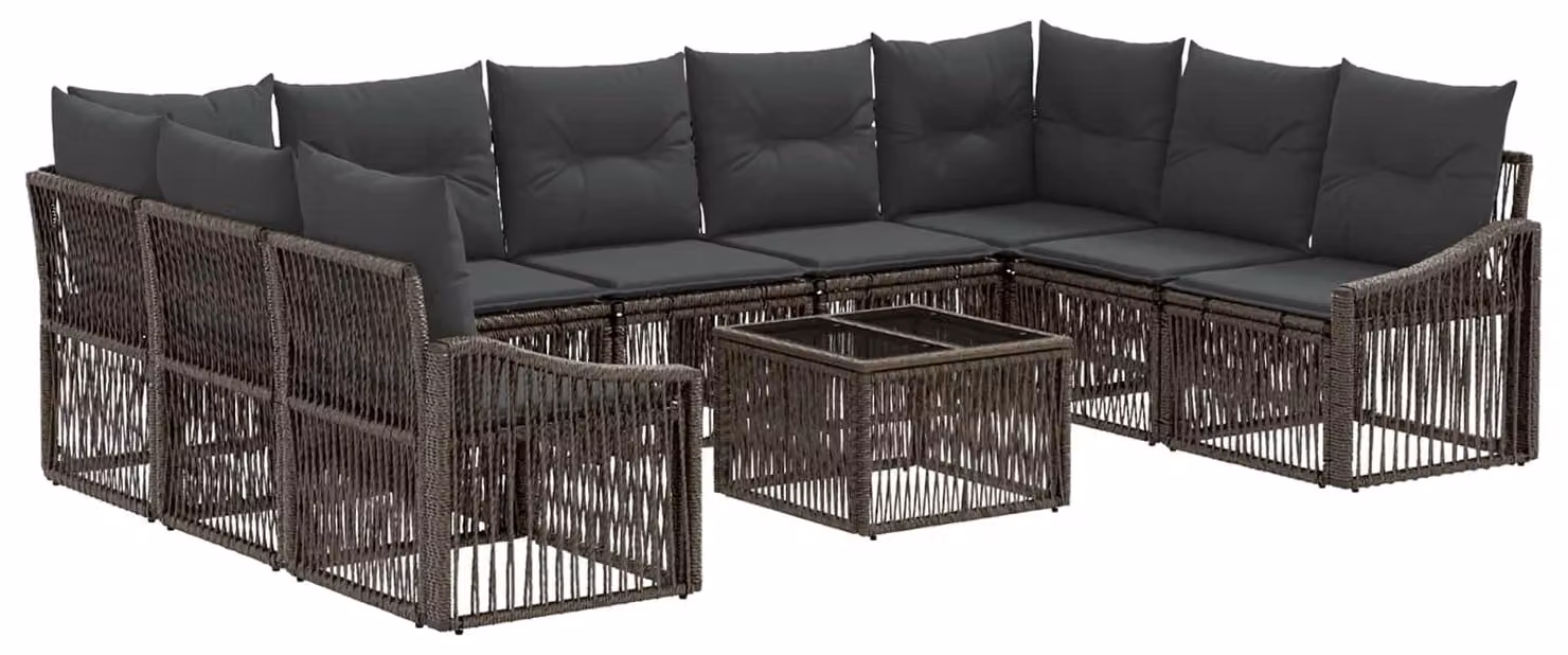 Set Divano da Giardino 10 pcs Grigio polyrattan