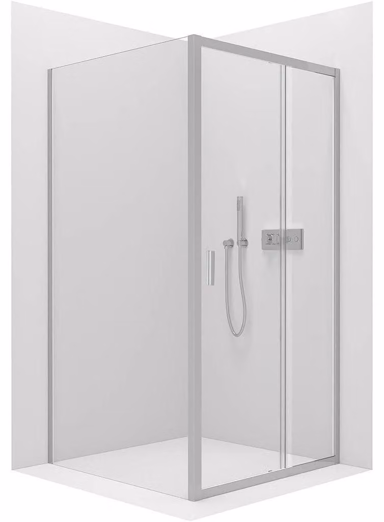 Cabina doccia Varone LINE L/P - 6 mm - cromata, vetro trasparente - 120x80x195 cm - scorrevole