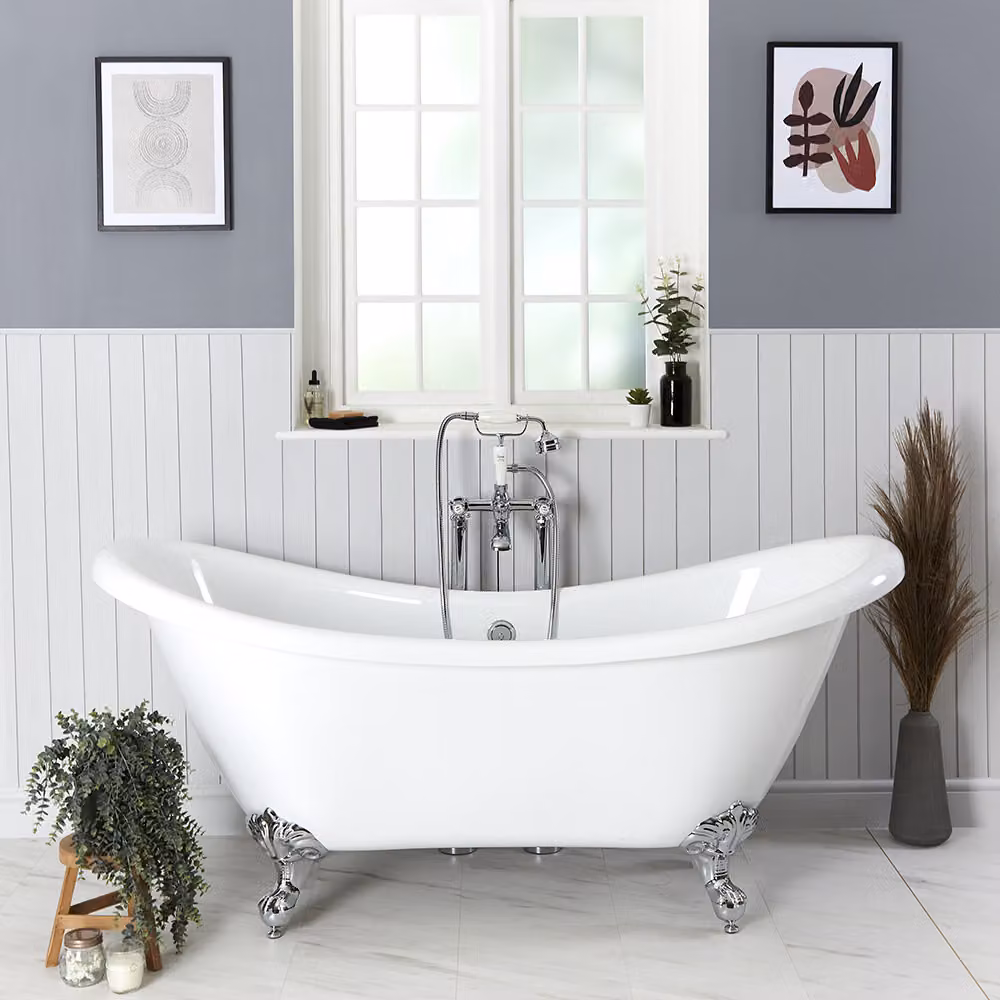 Vasca Centro Stanza Classica Acrilico 1750x730mm - Piedini tradizionali cromati - Freestanding