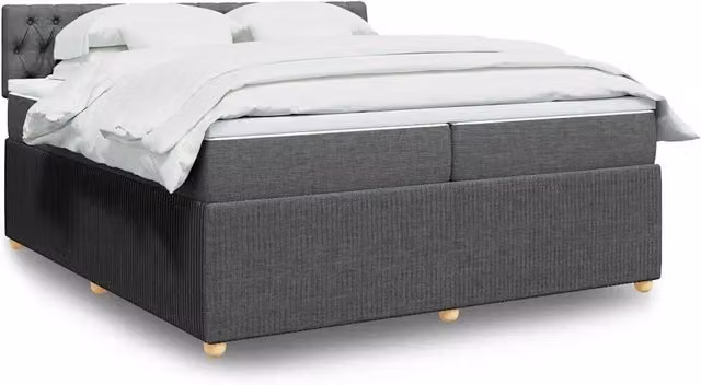 Giroletto a Molle con Materasso Grigio Scuro 200x200 cm Tessuto 3289871