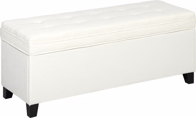 HOMCOM Banco da Archiviazione con Coperchio Ribaltabile e 2 Cerniere di Sicurezza per Camera da Letto o Soggiorno, Colore Crema, L 120 x P 40 x H 48 cm