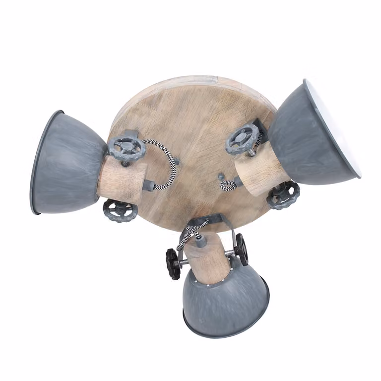 Faretto - grigio - Gearwood - legno metallo - Ø 38cm - E27 - 3063GR - Mexlite