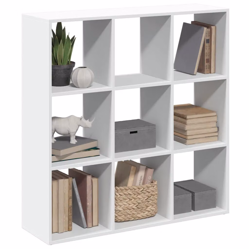 Libreria Divisorio Moderna vidaXL Bianca in MDF con Design Geometrico L: 102 cm, P: 29 cm, H: 103,5 cm