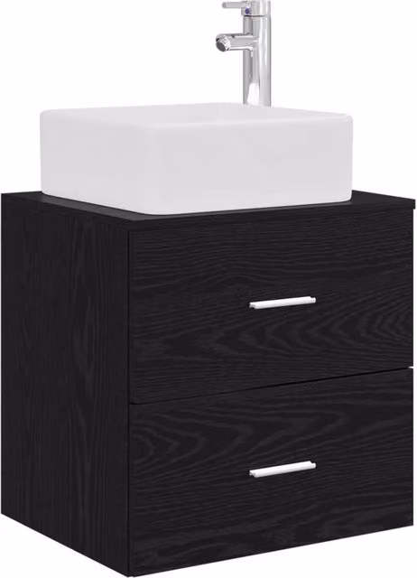 Mobile Lavabo | Armadio Lavabo da Parete Rovere Nero 49,5 x 41 x 63 cm