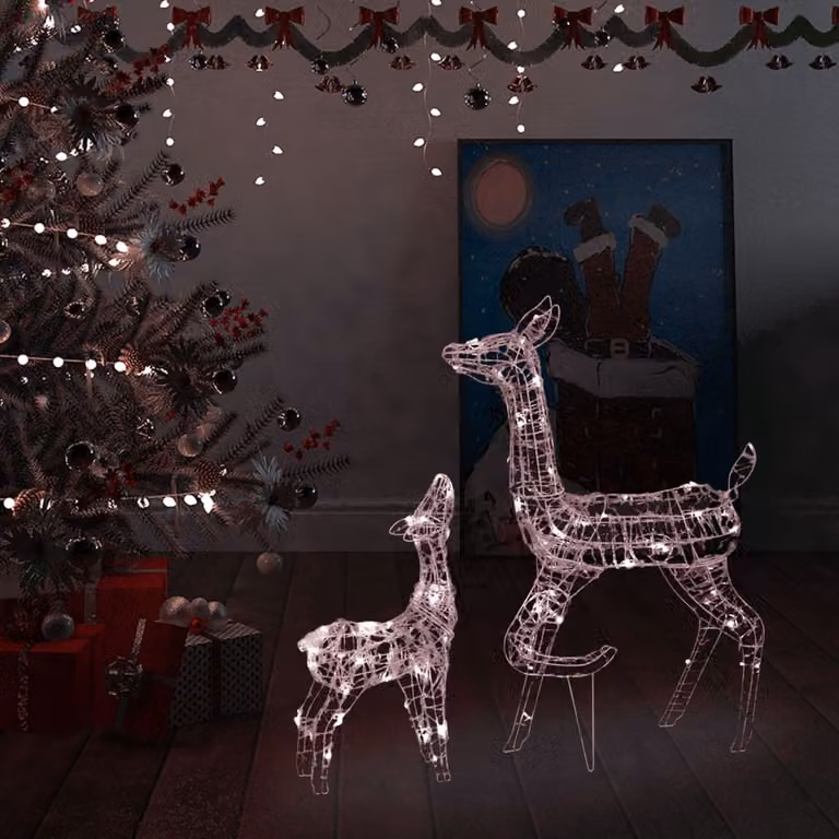 The Living Store LED famiglia di renne decorazione natalizia acrilica 160 LED bianco caldo