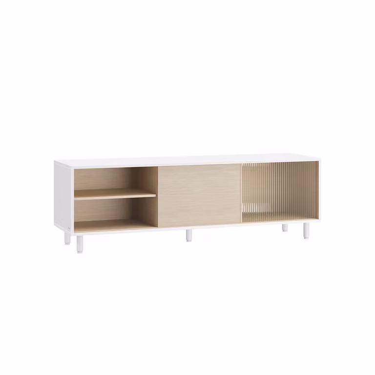 Mobile TV con Montaggio Veloce senza Utensili Toolless, Bianco Nuvola + Beige Naturale