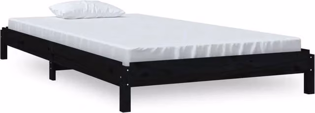 Letto singolo impilabile per adulti in legno massello di pino nero opaco L/P/H: 200 x 90 x 35 cm