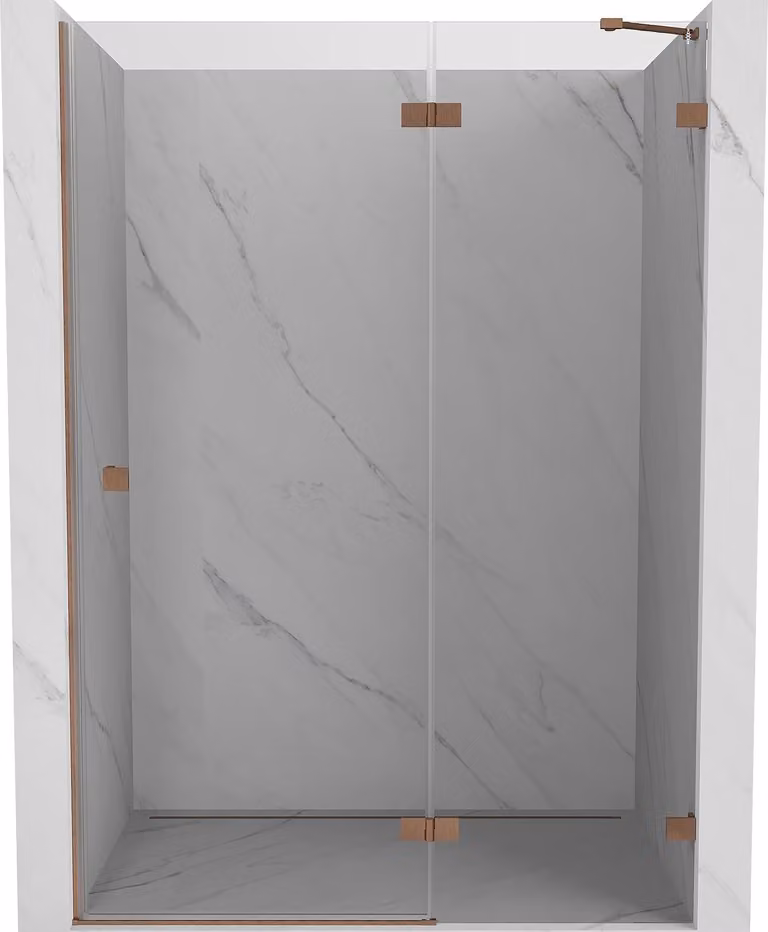Mexen Lunar porta doccia apribile a destra 130 cm, trasparente, rame spazzolato - 834-130-000-65-00-P