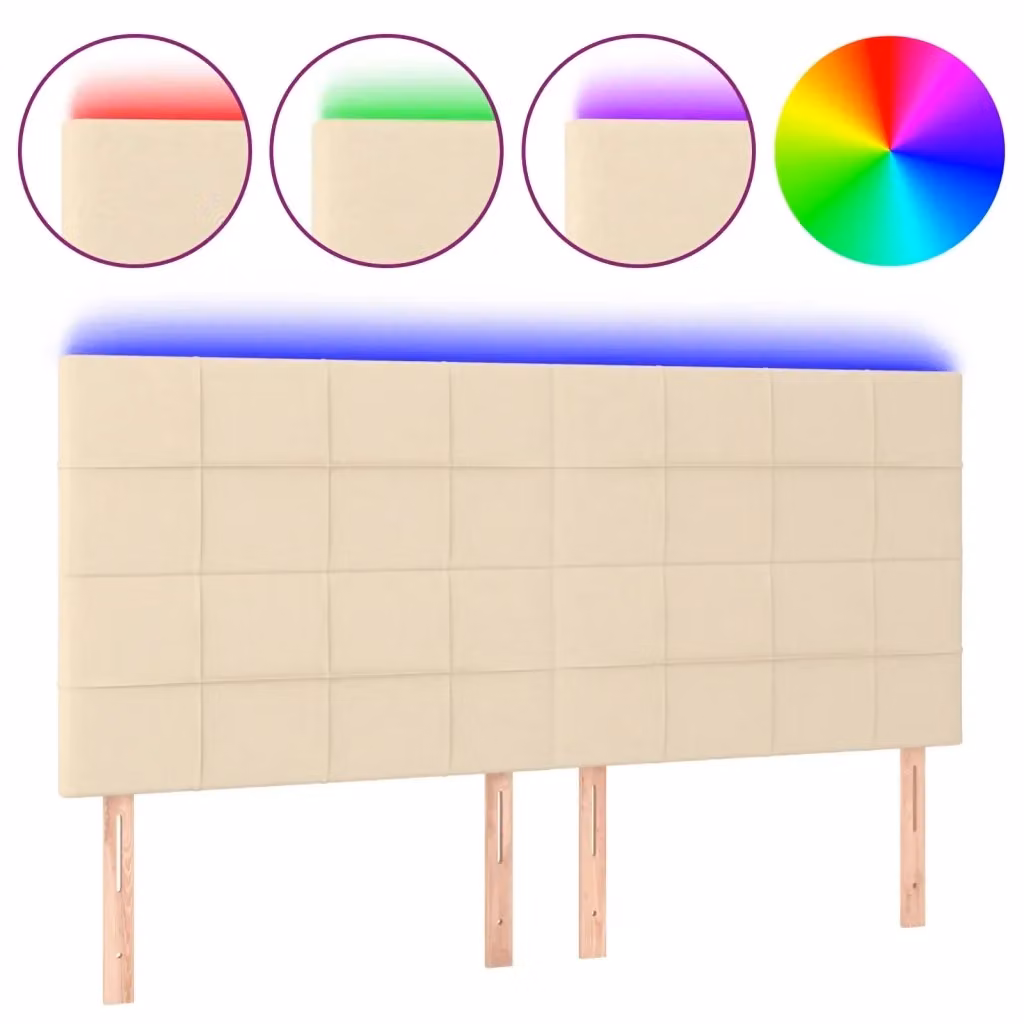 Testiera con LED e porta USB vidaXL in tessuto beige L: 160 cm, P: 5 cm, H: 118-128 cm – 2