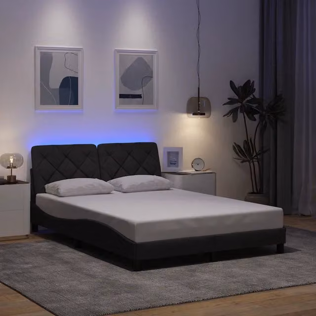 Giroletto con LED senza Materasso-Struttura Letto 140x200 cm Tessuto 381115