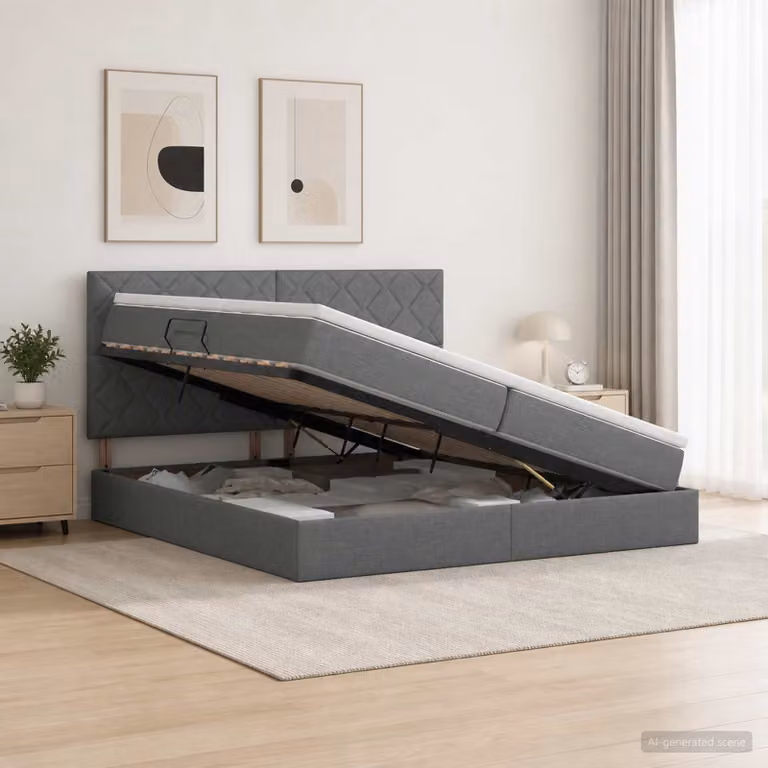 Letto con contenitore e materasso vidaXL Grigio Scuro L/P/H: 200 x 200 x 140 cm