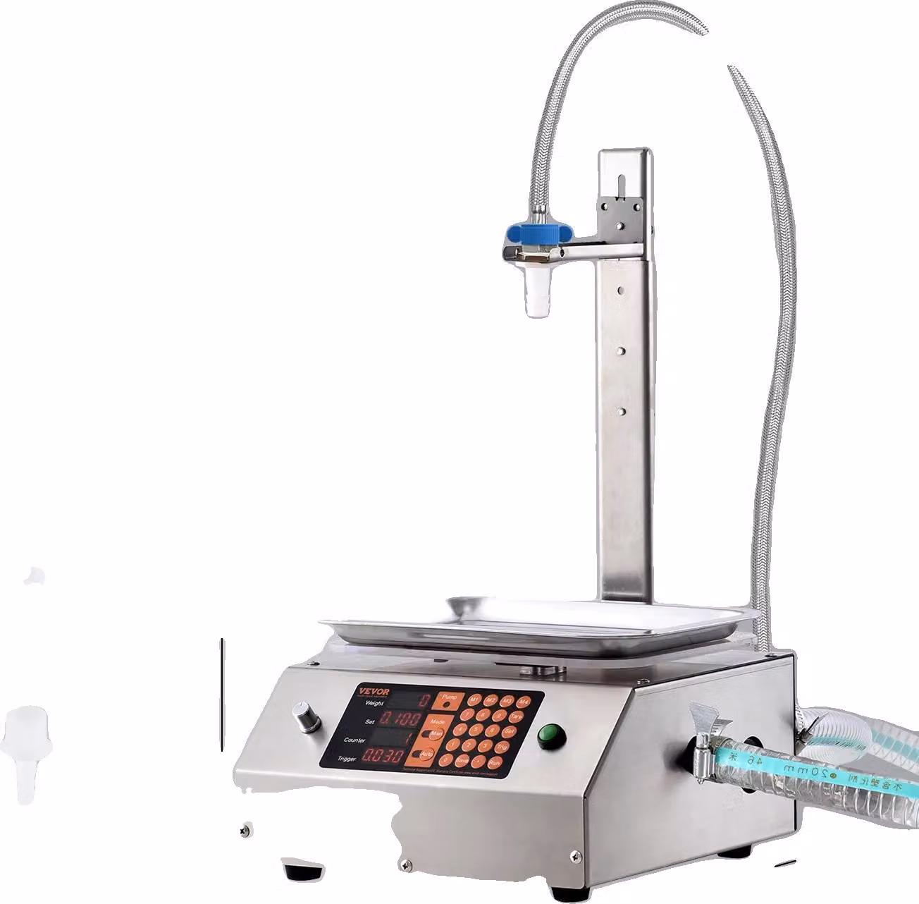 Riempitrice di liquidi, interruttore a pedale automatico, acciaio inox, capacità, 30-15000g