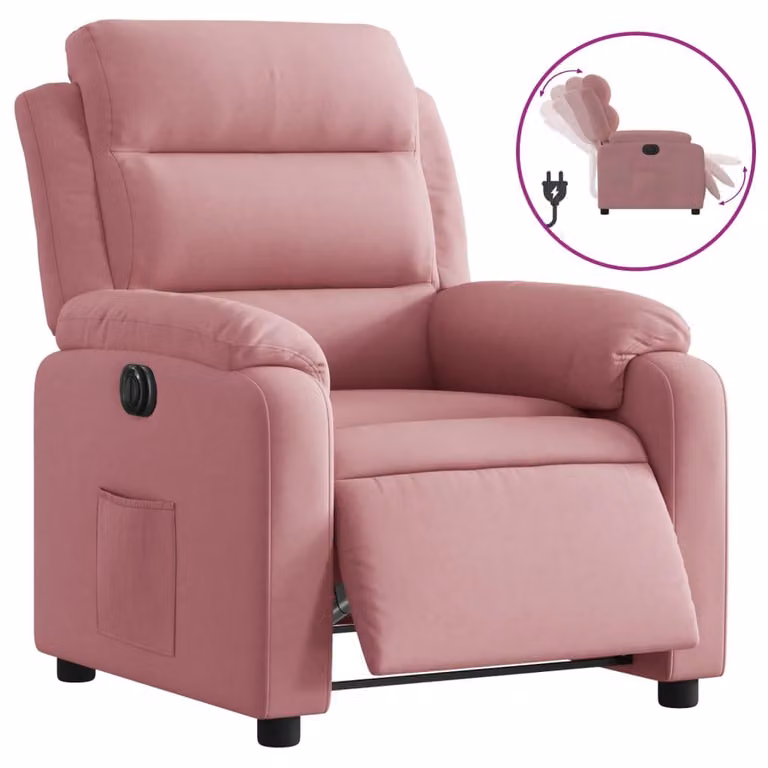 Recliner elettrico in velluto rosa