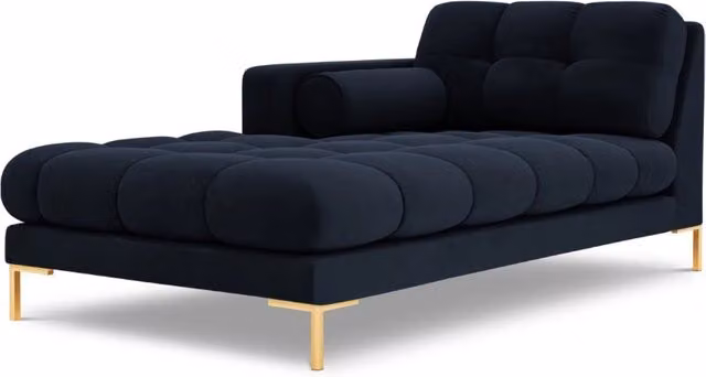 Chaise longue sinistra Bali di Cosmopolitan Design in velluto blu scuro, L/P/H: 164 x 102 x 75 cm