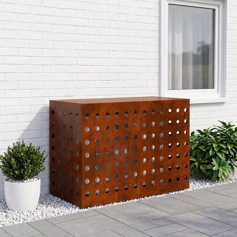 Copertura per condizionatore d'aria vidaXL in acciaio, colore bronzo, L 90 x P 40 x H 60 cm