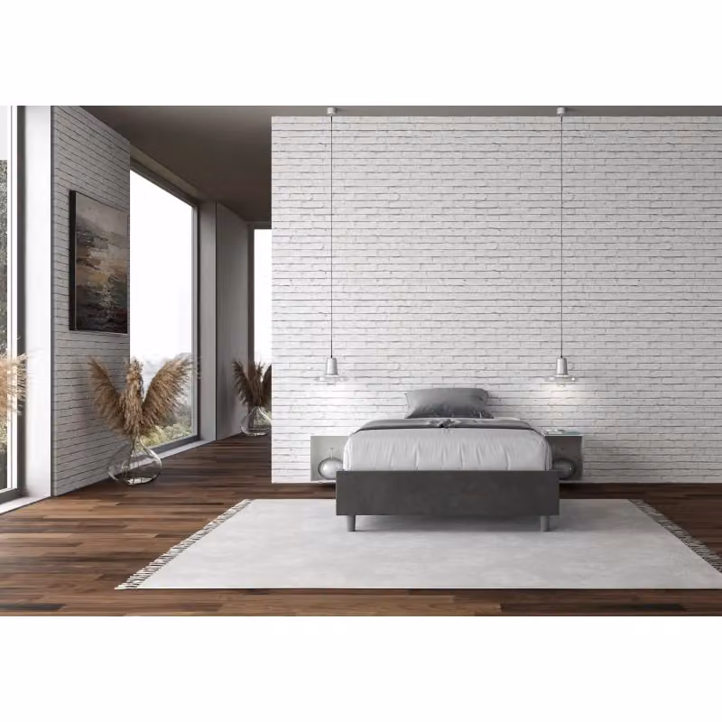 Letto Sommier Matrimoniale Francese Azelia Ityhome con Contenitore in Microfibra Grigio L: 140 cm, P: 210 cm – 2