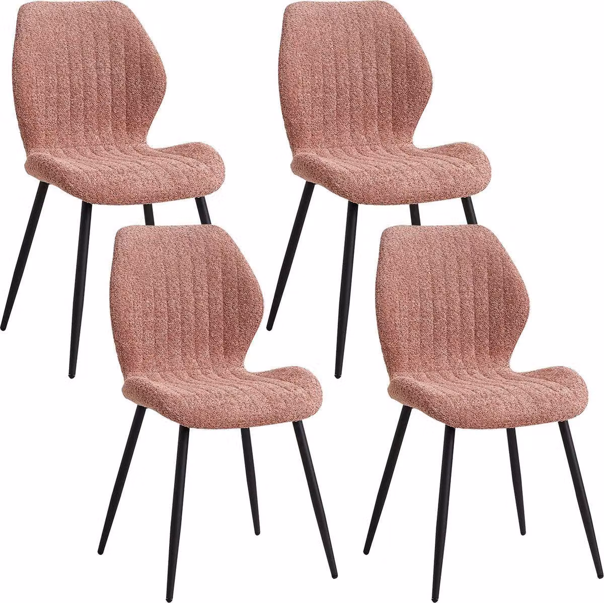 Set di 4 sedie da pranzo - Con schienale - Poltrone - Sedie per il soggiorno - Sedie a conca - Tessuto di lino confortevole