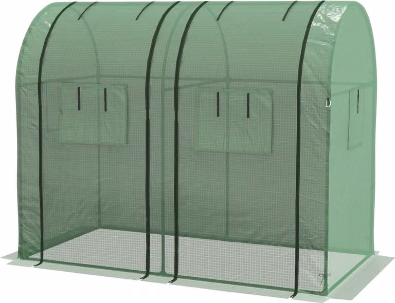 Serra in pellicola 2 ante avvolgibili antivento con finestra laterale protezione UV per casetta per pomodori da giardino in PE in verde