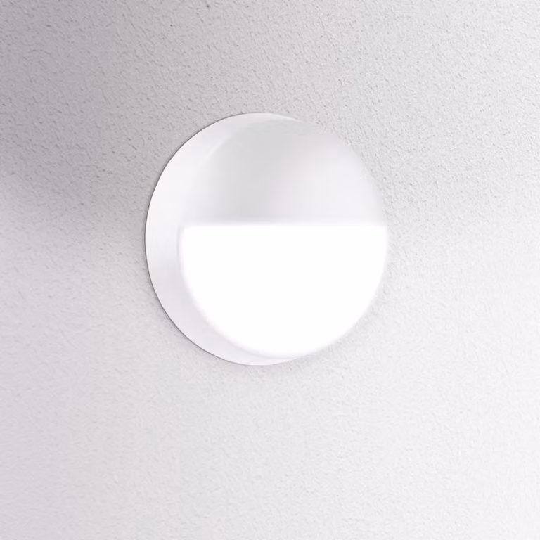 CENTURY Lampada da parete per esterni a LED rotonda OASI CCT 14W 3000/4000/6500K IP54 bianca 180°.