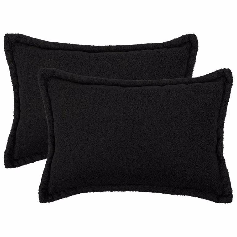 Set di 2 federe vidaXL HOUTEN in tessuto bouclé nero, L 50 cm x P 80 cm