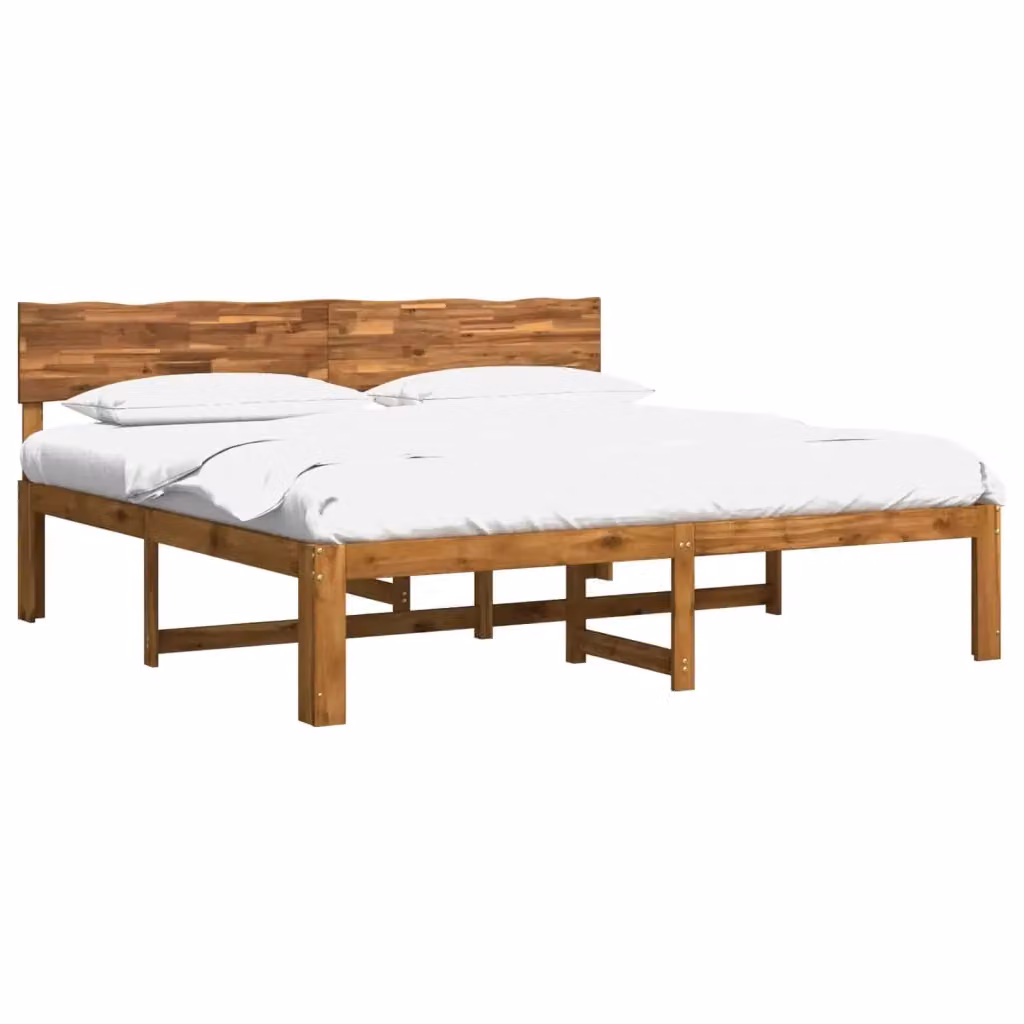 Letto matrimoniale con testiera ROSTOCK vidaXL in legno di acacia naturale L/P/H: 200 x 200 x 91 cm – 2