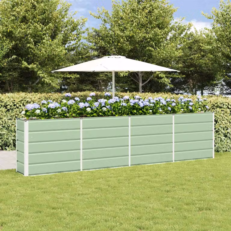 Fioriera verde vidaXL in acciaio e plastica L: 320 cm, P: 40 cm, H: 75 cm