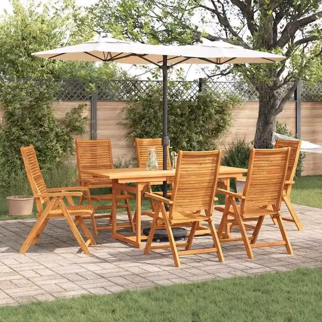 Set da pranzo per giardino vidaXL in legno di acacia marrone, 7 pezzi – 1