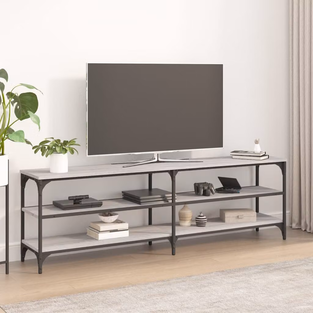 vidaXL Mobile Porta TV in Stile Industrial Grigio con Legno e Metallo L: 160 cm, P: 30 cm, H: 50 cm