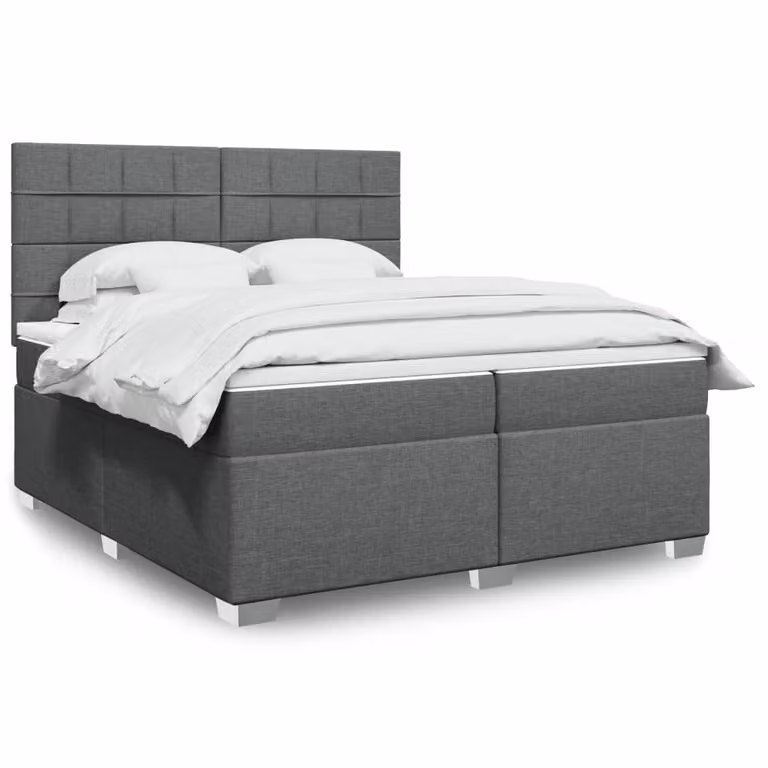 vidaXL Giroletto a Molle Ibrido con Materasso in Tessuto Grigio e Bianco L/P: 200 x 200 cm