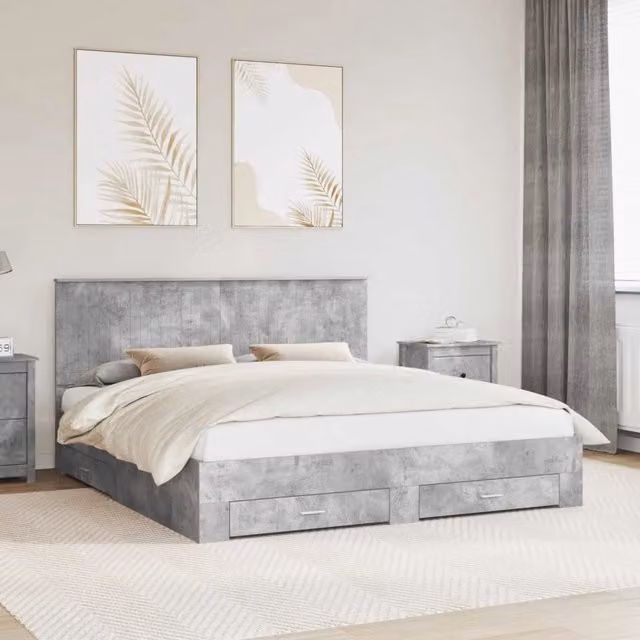 Struttura del letto con testiera-Giroletto con Testiera Grigio cemento 180 x 200 cm 602235