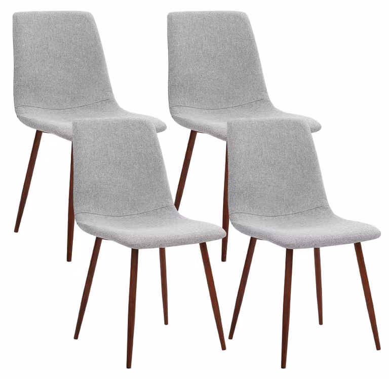 Set di 4 sedie da pranzo in stile retrò con gambe in metallo