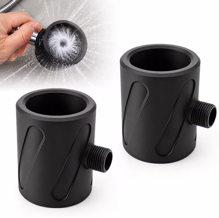 Doccia per uomo - 2 soffioni doccia - Alta pressione - Sottosoffione massaggiante anticalcare - Per uso domestico - Adulti - Uso domestico - Alberghi (nero) x 2