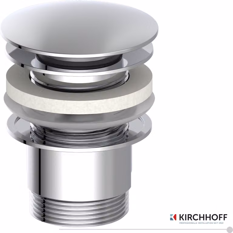 KIRCHHOFF Set di scarico universale per lavabo, tappo pop-up per lavabo, valvola di scarico con troppopieno, tappo di scarico per lavabo da bagno cromato