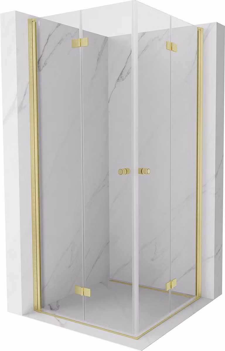 Mexen Mist-F Duo cabina doccia pieghevole 110 x 110 cm, trasparente, oro spazzolato - 8A6-110L-110P-55-00