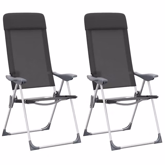 Set di 2 sedie pieghevoli da campeggio in alluminio nere CFW9878625
