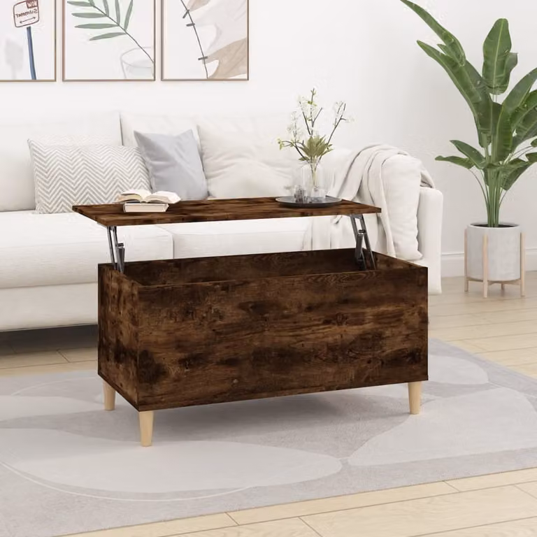 vidaXL Tavolino in rovere affumicato 90x44,5x45 cm in legno - Tavolino - Tavolini - Tavolino - Tavolino da salotto