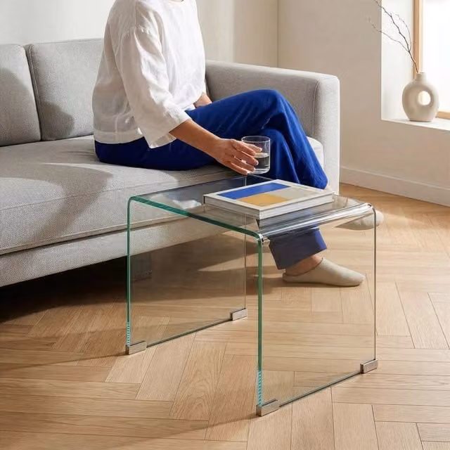 Tavolino da salotto Varlofrek en.casa in vetro trasparente, L/P/H: 50 x 50 x 50 cm – 1