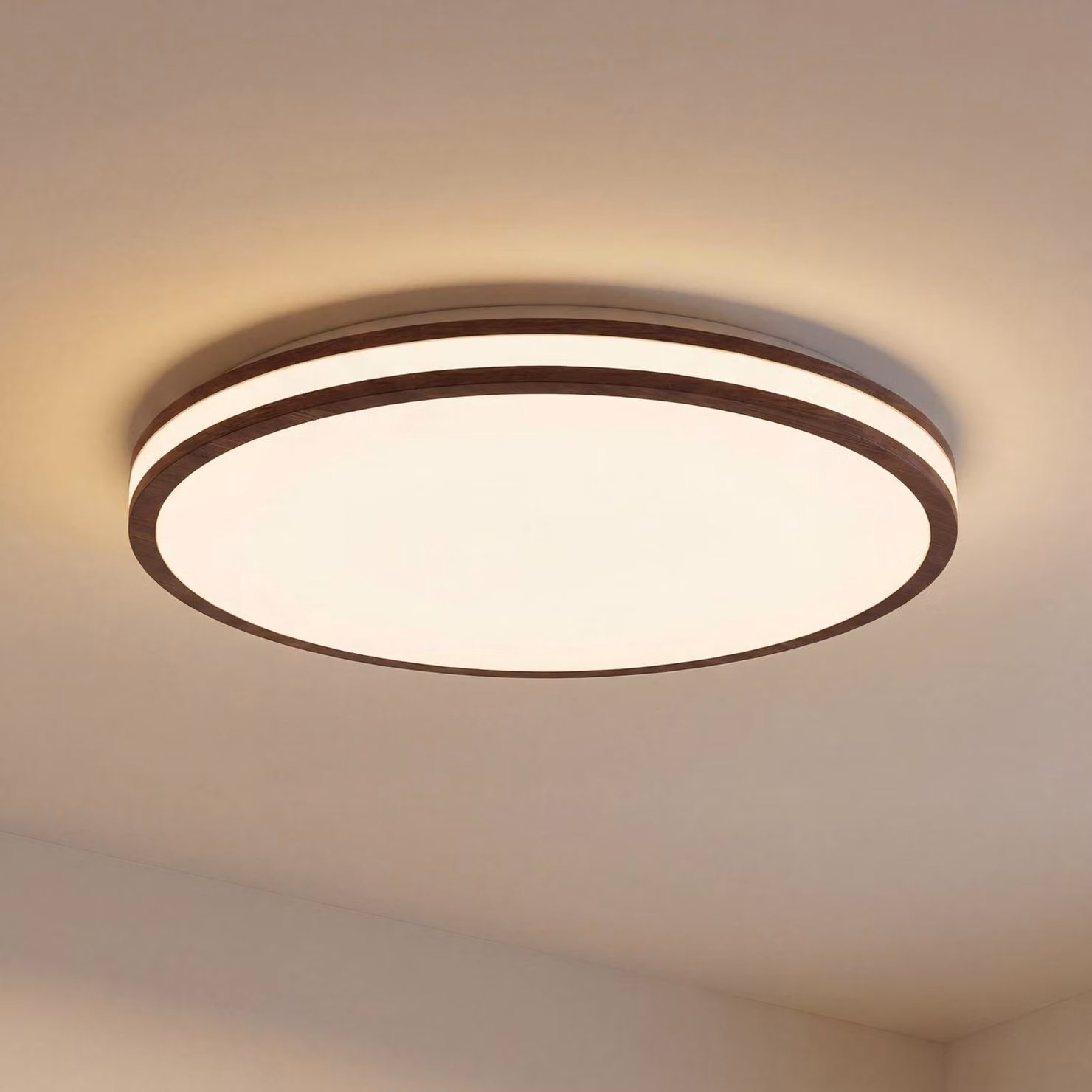 Plafoniera soffitto Emiva Lindby, dimmerabile, Legno scuro, Soggiorno / Sala da pranzo, Legno, Moderno, Plafoniera