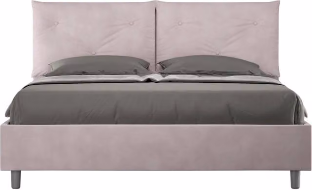 Letto imbottito Matrimoniale 160x190 cm Appia - Con rete,Glicine,Microfibra
