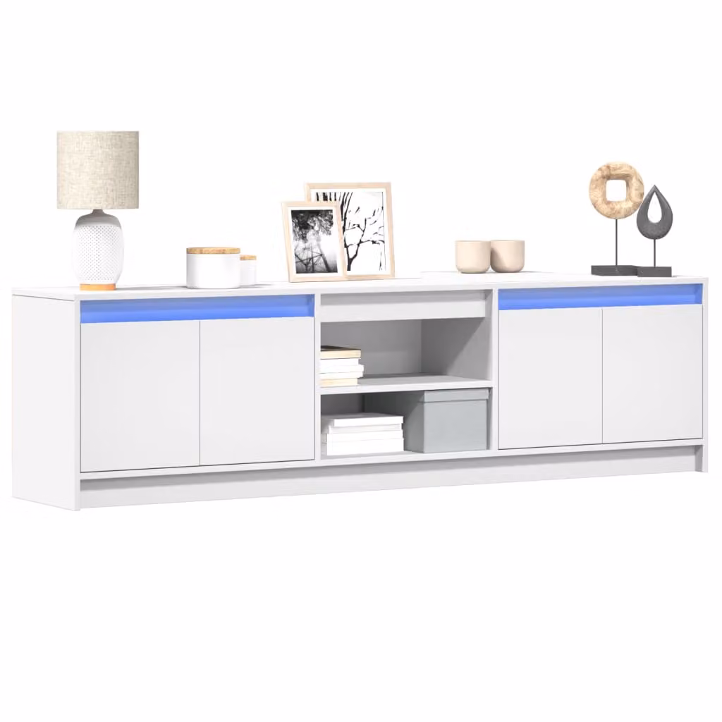 vidaXL Mobile Porta TV Bianco con Illuminazione LED Integrata in Truciolato e MDF, L 180 cm x P 34 cm x H 50 cm