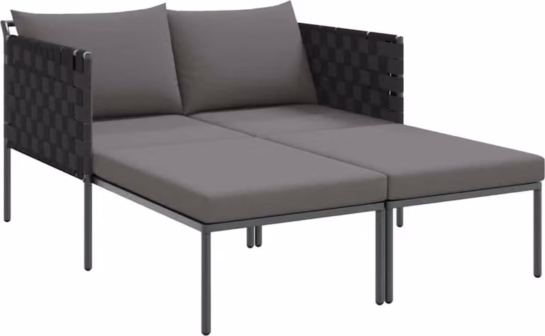 Lettino da Sole con cuscino Antracite 153 x 115 x 69.5 cm
